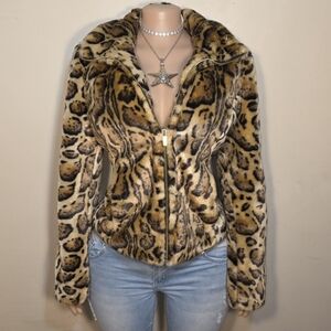☆Cache Leopard Print Fur Jacket☆